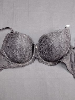 Boux Avenue 32ff Black Lace Plunge Bra with Center Accent